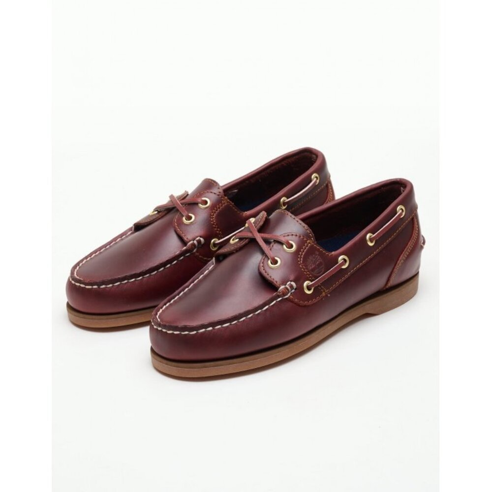 TIMBERLAND WOMEN'S 2-EYE CLASSIC BOAT LEATHER SHOES BURGUNDY FULL GRAIN 72333
